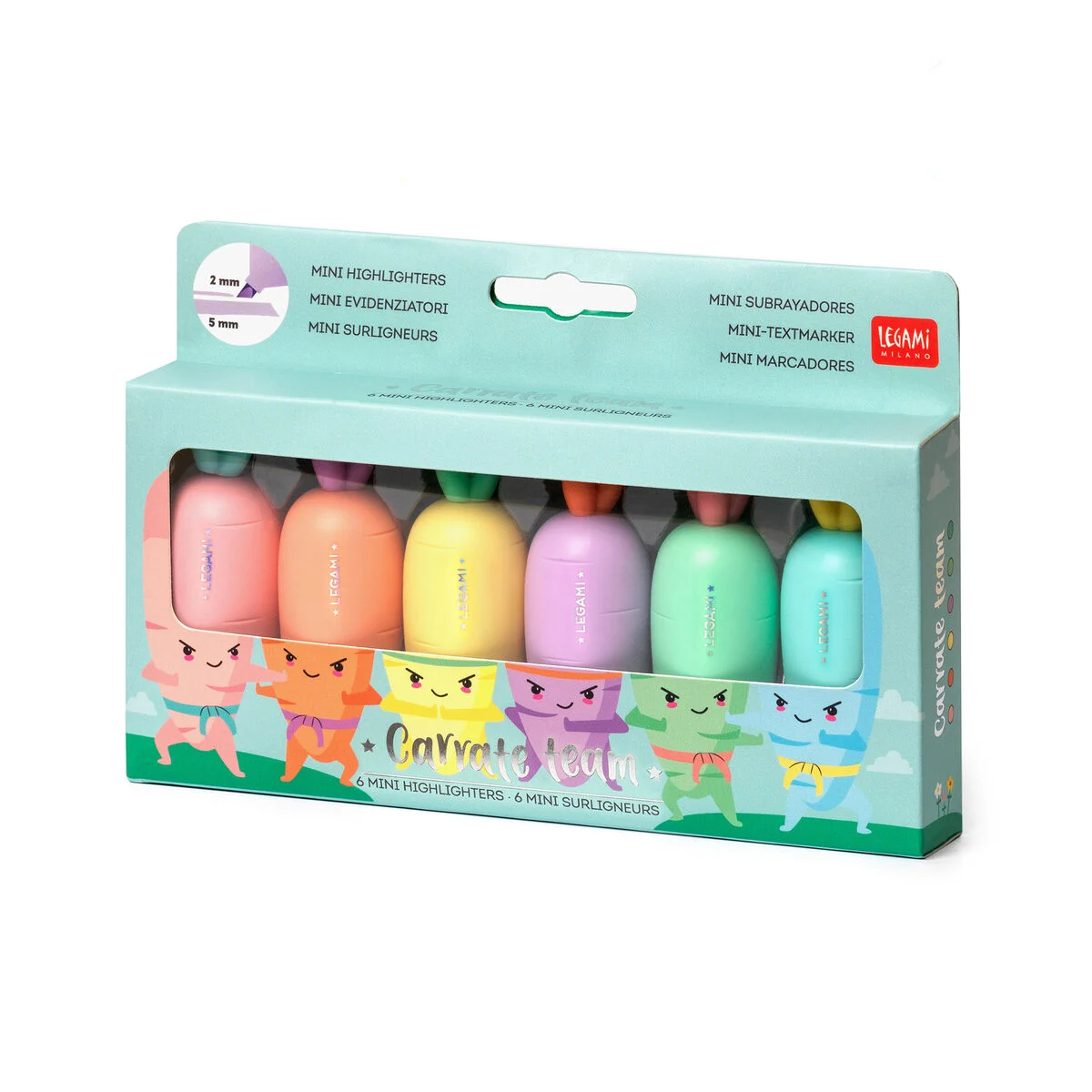 Set 6 mini evidenziatori CARRATE TEAM LEGAMI