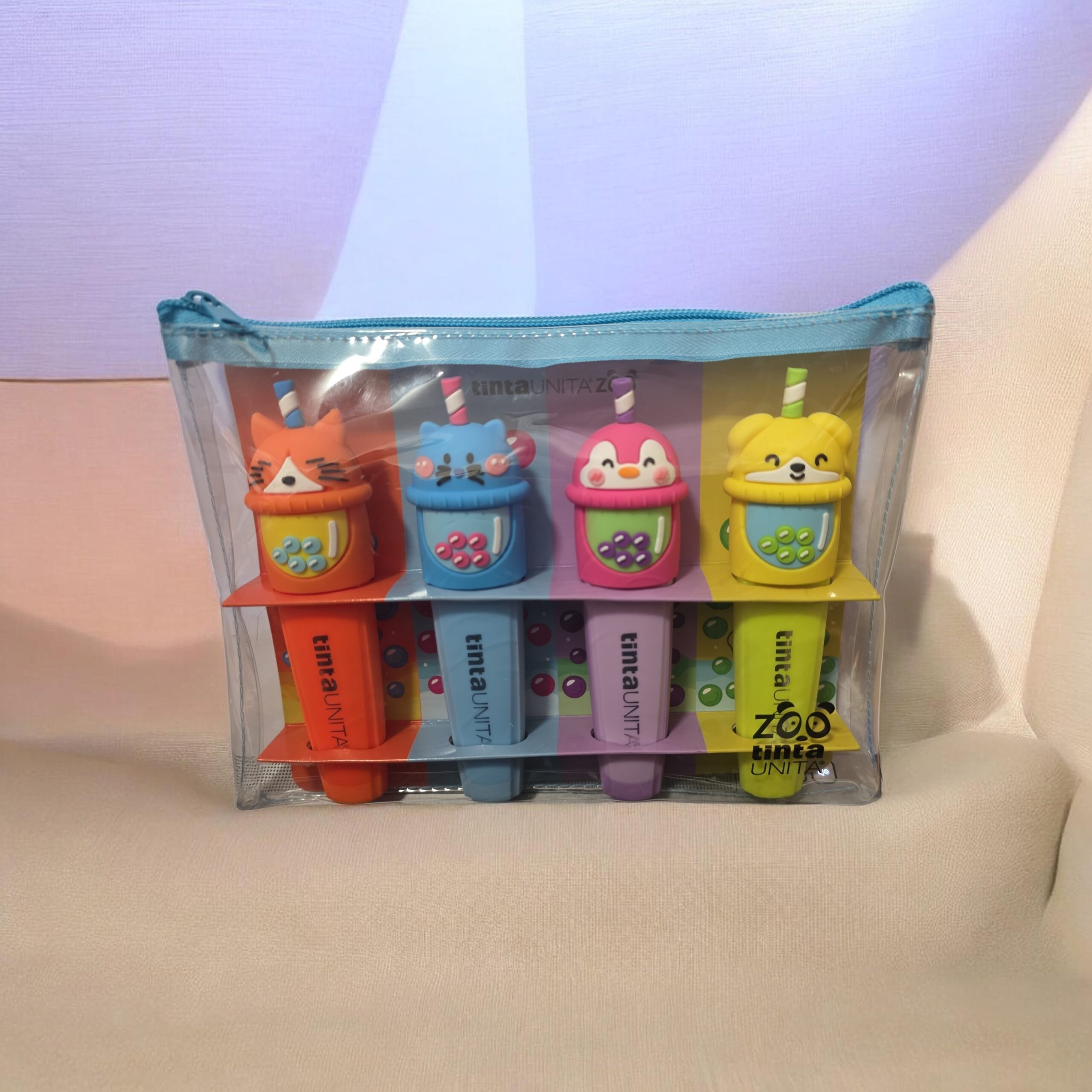 SET 4 EVIDENZIATORI TINTA UNITA ZOO BUBBLE
