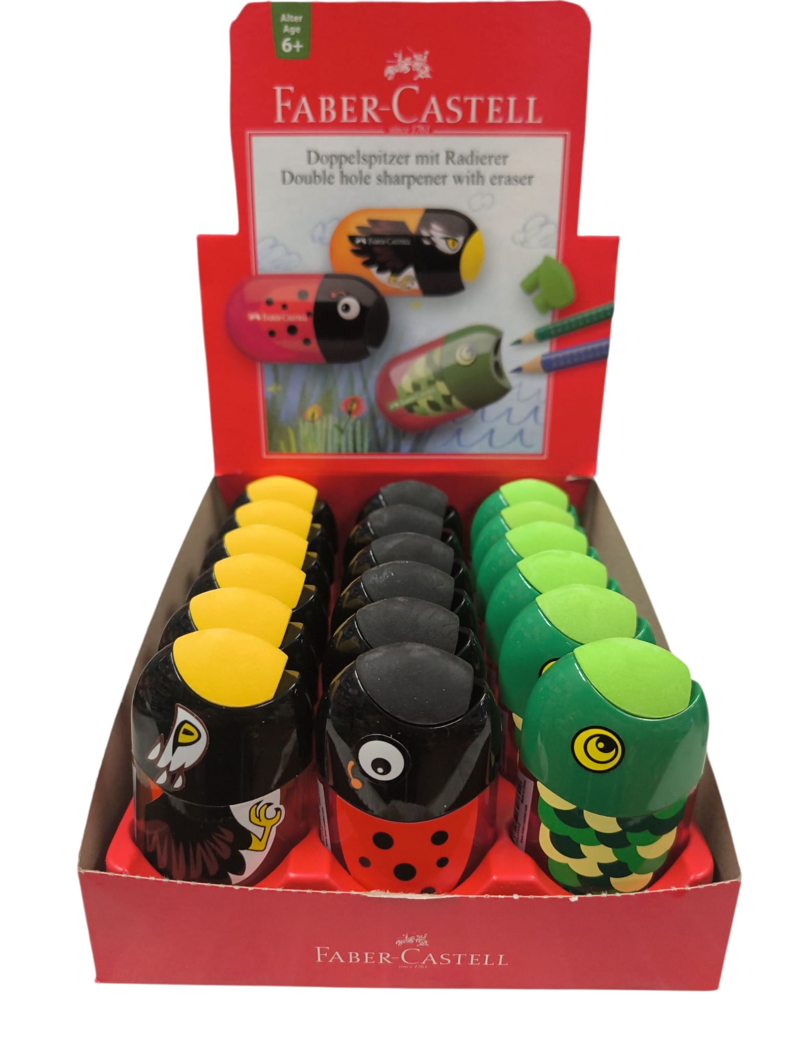 TEMPERAMATITE 2 FORI ANIMAL CON SERBATOIO E GOMMA - FABER CASTELL